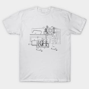 Driving Arrangements for Sewing Machine Vintage Patent Hand Drawing T-Shirt